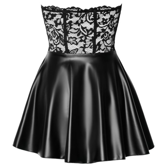 Noir - rochie mini lucioasă cu top din dantelă - negru