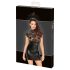 Noir - Rochie Lucioasă cu Corset și Dantelă (Neagră) - M
