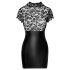 Noir - Rochie Lucioasă cu Corset și Dantelă (Neagră) - M