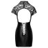 Noir - Rochie Lucioasă cu Corset și Dantelă (Neagră) - M