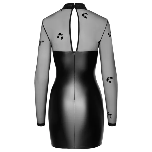 Noir - rochie mini lucioasă cu top transparent - negru - XL