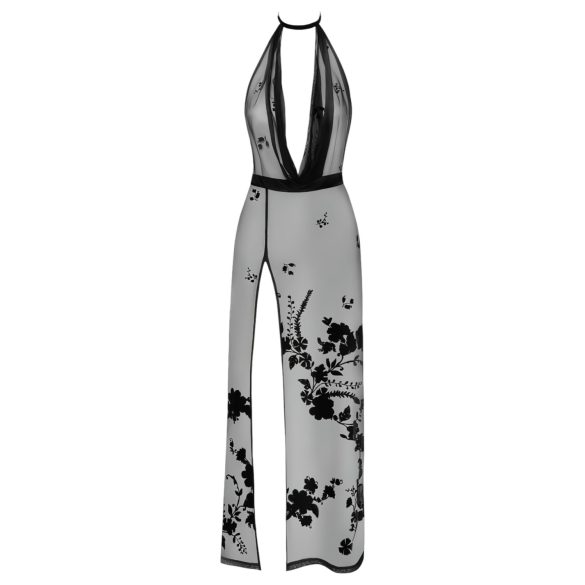 Noir - rochie maxi transparentă cu imprimeu floral (negru)