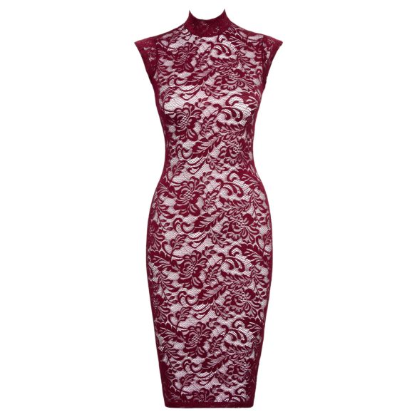 Cottelli - rochie transparentă cu dantelă - bordo