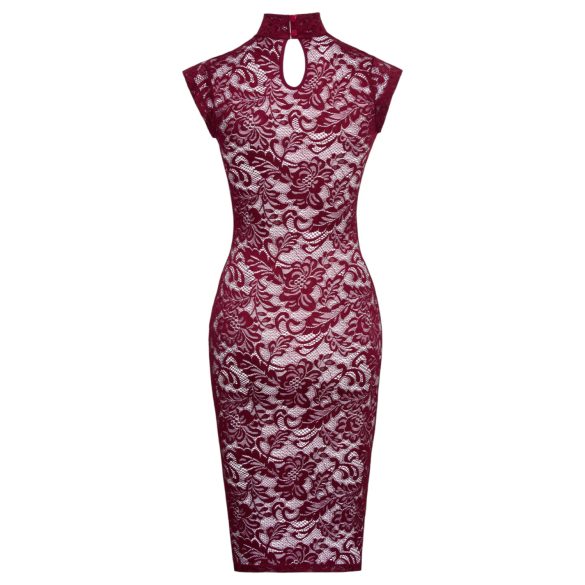Cottelli - rochie transparentă cu dantelă - bordo
