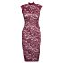 Cottelli - rochie transparentă cu dantelă - bordo - M
