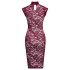 Cottelli - rochie transparentă cu dantelă - bordo - M