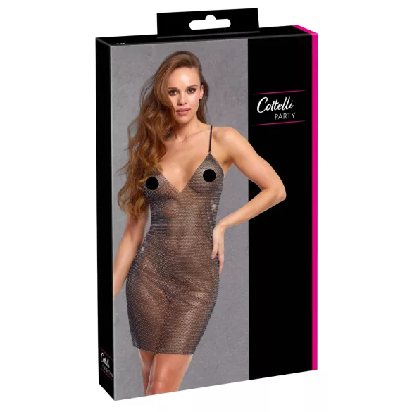 Cottelli Party - rochie mini sexy cu efect de lanț (neagră) - S/M