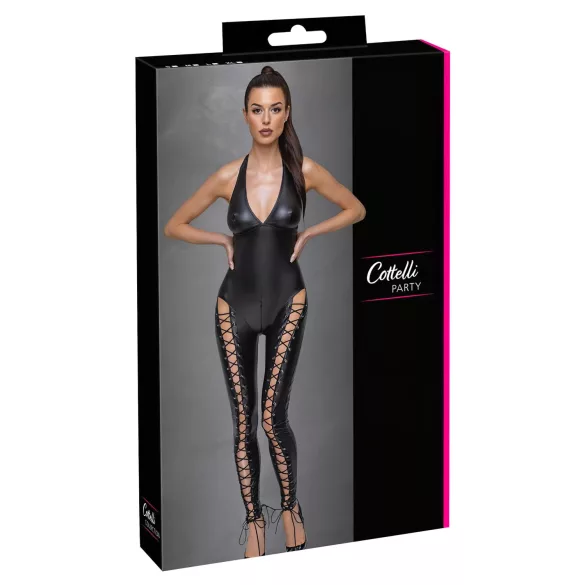 Cottelli Party - salopetă corset cu bandă la gât (negru) - L