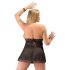 Cottelli Plus Size - Babydoll dantelat și lejer (negru) - 2XL