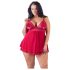 Cottelli Plus Size - babydoll roșu din dantelă, lejer și seducător - XL