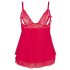 Cottelli Plus Size - babydoll roșu din dantelă, lejer și seducător - XL