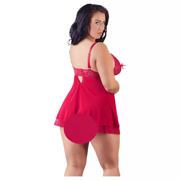 Cottelli - babydoll plus size - dantelă, lejer - roșu - 4XL