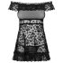 Obsessive Flores - babydoll cu volane și tanga (negru) - L/XL