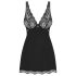 Obsessive Luvae - neglije și tanga florale cu strasuri (negru)