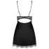 Obsessive Luvae - neglije și tanga florale cu strasuri (negru)