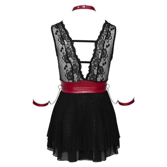Cottelli Bondage - Babydoll dantelat cu guler (negru)