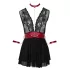 Cottelli Bondage - Babydoll dantelat cu guler (negru) - M