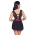 Cottelli Bondage - Babydoll dantelat cu guler (negru) - L
