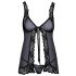 Babydoll negru „Sărutabil” cu deschidere seducătoare - L/XL