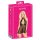 Kissable - babydoll de dantelă neagră, cu guler de sărut. - L/XL