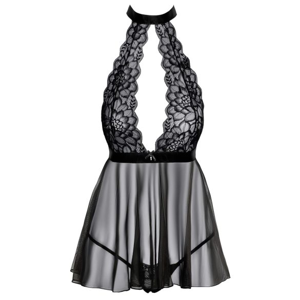 Kissable - babydoll scurt cu guler, dantelă - negru - L/XL