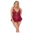Cottelli Curves - rochie mini din dantelă cu set - roșu