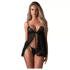   Obsessive Blomentis - babydoll sexy din dantelă - set negru - M/L