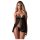 Obsessive Blomentis - babydoll sexy din dantelă - set negru - M/L