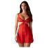 Obsessive Cupide Desir - set de lenjerie transparentă cu dantelă (roșu) - L/XL