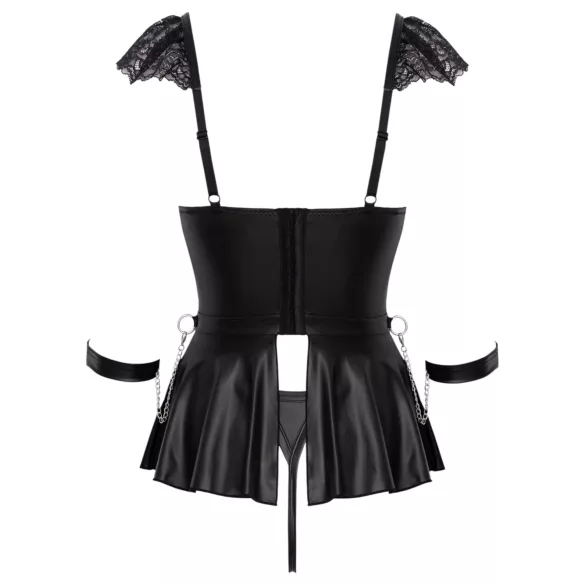 Cottelli Bondage - rochie mini din dantelă cu cătușe (neagră) - L