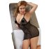 Cottelli Plus Size - Neglijeu din dantelă transparentă (negru)