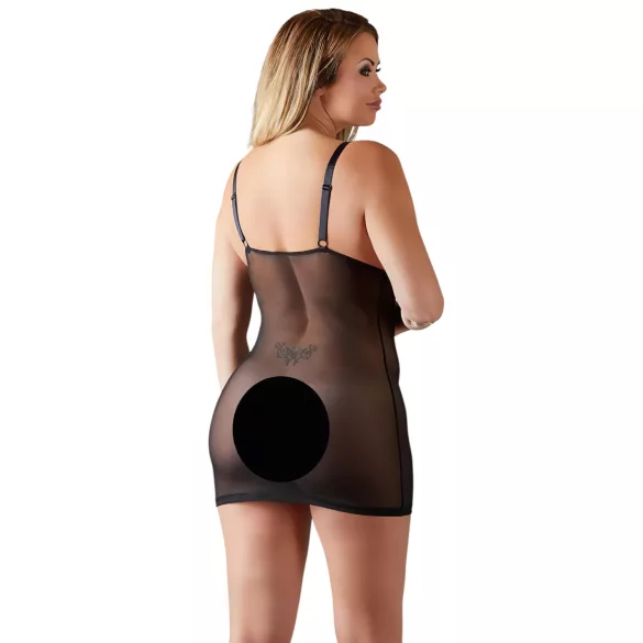 Cottelli Plus Size - babydoll din dantelă transparentă - negru - 2XL