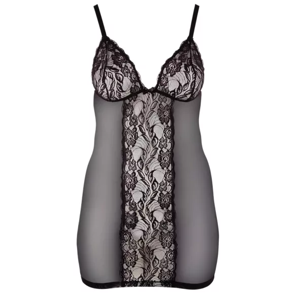 Cottelli Plus Size - babydoll din dantelă transparentă - negru - 2XL