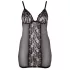 Cottelli Plus Size - babydoll din dantelă transparentă - negru - 3XL