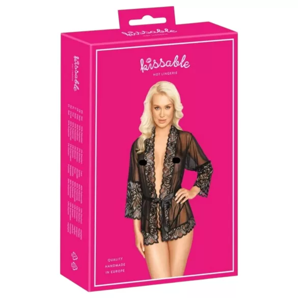 Kissable - halat pe umeri (negru) - L/XL