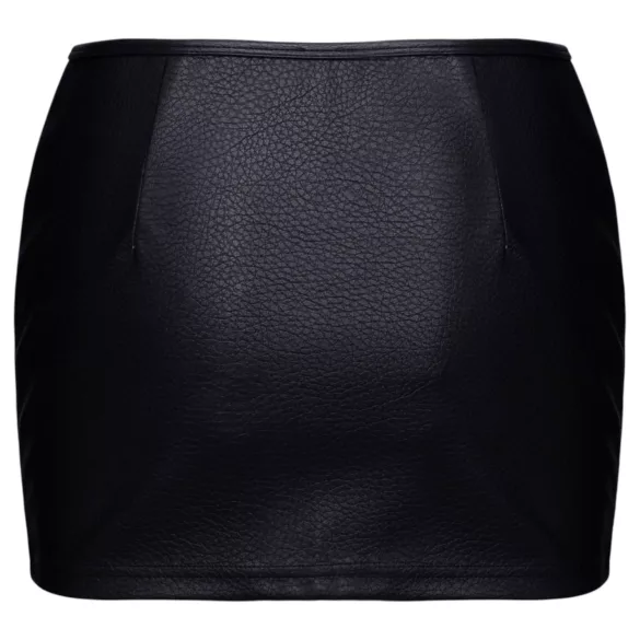 Cottelli - fustă mini din piele artificială cu fermoar (neagră)