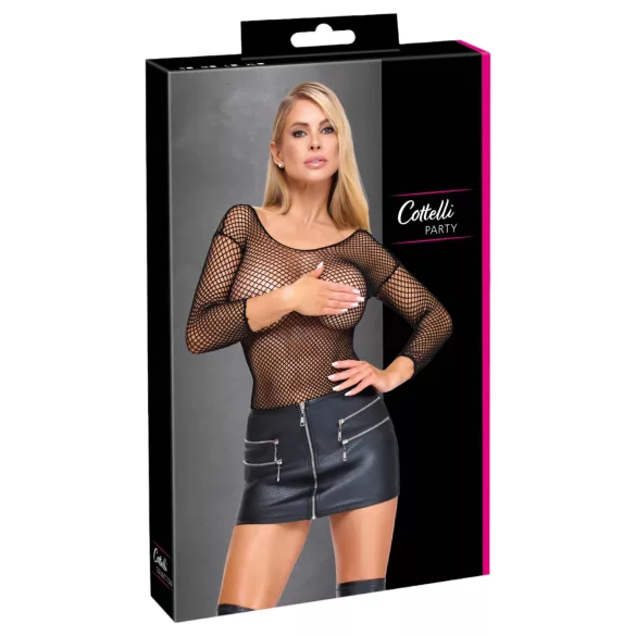 Cottelli - fustă mini din piele artificială cu fermoar (neagră) - M