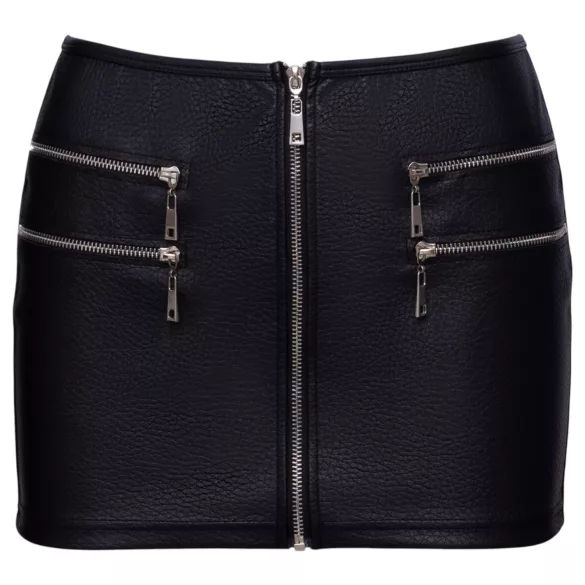 Cottelli - fustă mini din piele artificială cu fermoar (neagră) - M