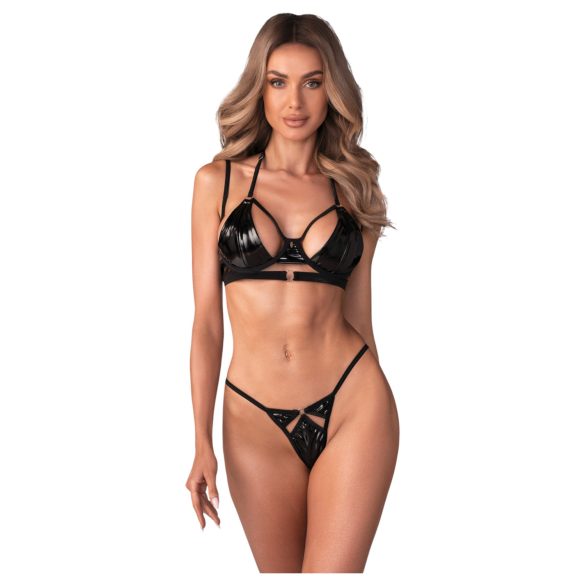 Obsessive - set lenjerie sutien lucios - negru