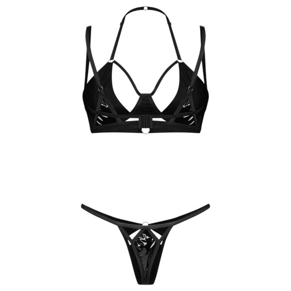 Obsessive - set lenjerie sutien lucios - negru - L/XL