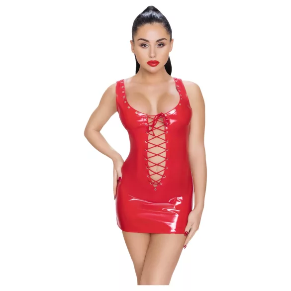 Black Level - rochie mini din lac cu șireturi - roșu - M