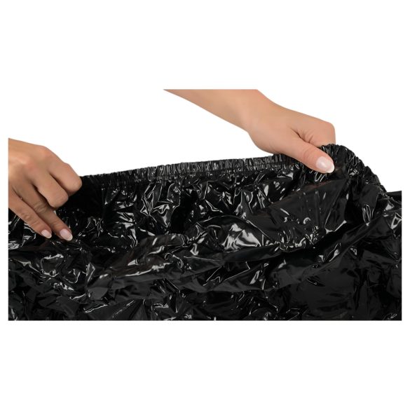 LakkHaus - cearșaf pat latex lucios cu elastic - 160x200 cm - negru