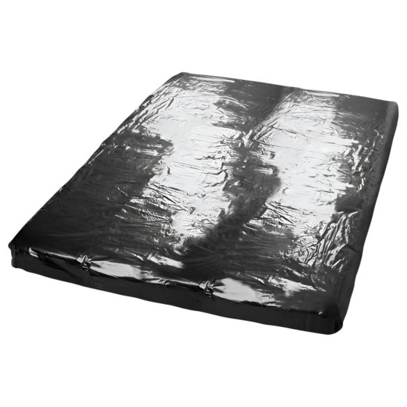 LakkHaus - cearșaf pat latex lucios cu elastic - 160x200 cm - negru