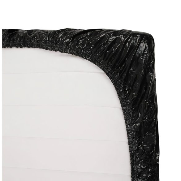 LakkHaus - cearșaf pat latex lucios cu elastic - 160x200 cm - negru