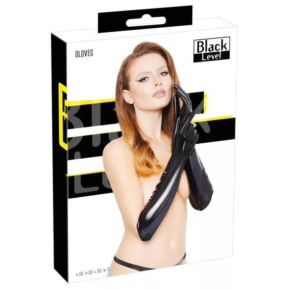 Black Level - mănuși din latex lucios - negru - XL