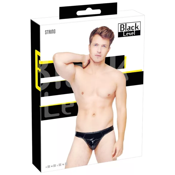 Black Level - tanga bărbați clasic din latex - negru