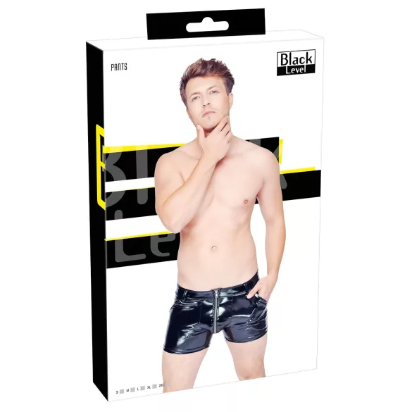 Black Level - short bărbătesc latex cu buzunare laterale - negru - M