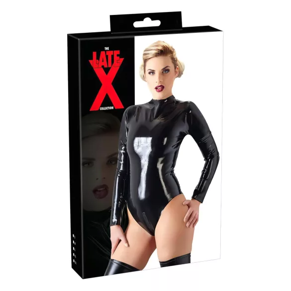 LATEX - body damă cu mâneci lungi - latex negru