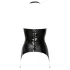Late X - top tip body cu portjartier din latex cu coș deschis (negru)