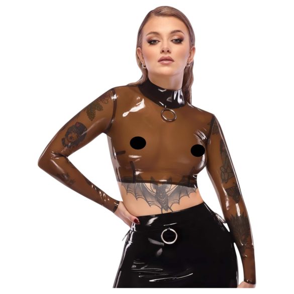 LATEX - top din latex transparent (transparent-negru) - S-L - 2XL